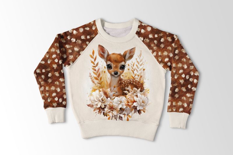 Jersey panel Bambi med Blomster, str.M, L