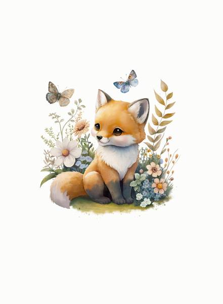 French terry panel Rev - Søte Skogsdyr, str M